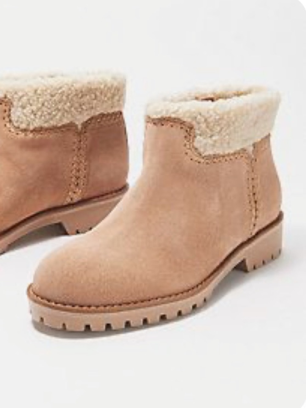 Jack Rogers Sophie Suede Sherpa Booties in Oak